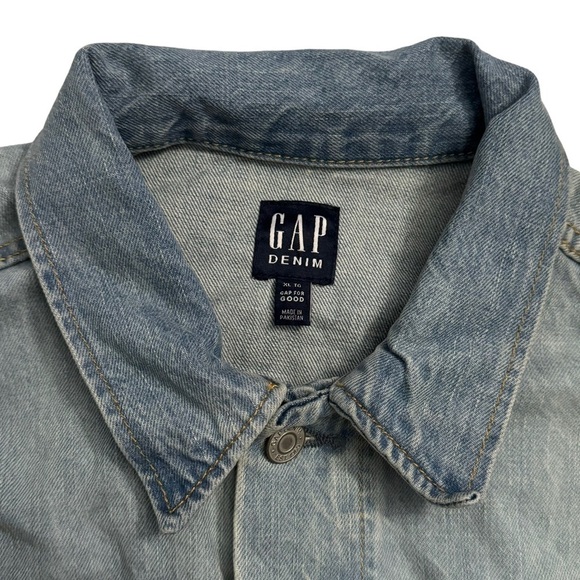 Gap Denim Jean Trucker Jacket Light Blue Wash Retro 1990s Broken In Extra Large - Picture 3 of 16